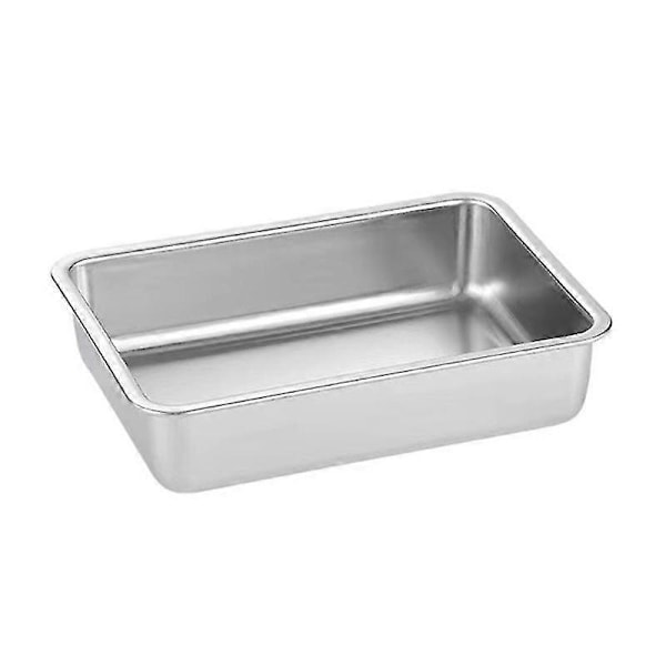 304 Rustfritt Stål Kvadratisk Plate For Snacks Grill Dessert Brett Hjem Kjøkken Spisestue Bordplater Nøtter Kake Frukt Plate Multifunksjonell Oppbevaringsplater Silver Without ears