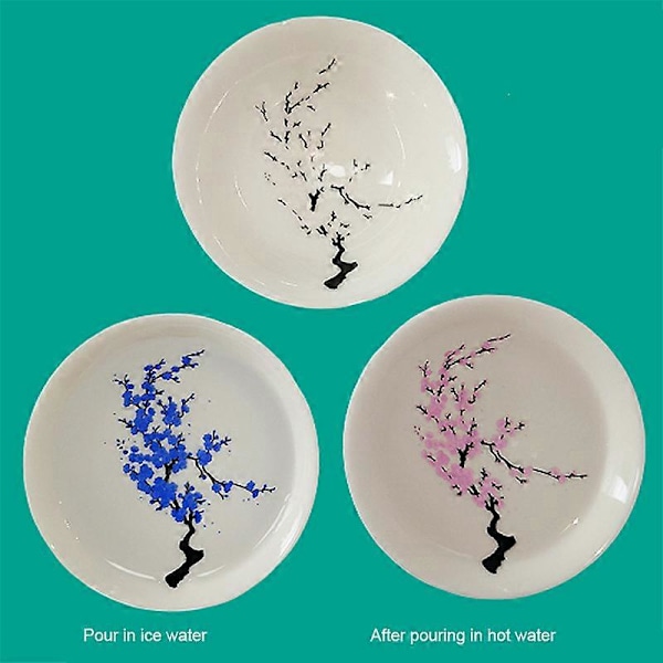 Magisk Sakura Kirsebær/Plomme/Peach Blossom Sakekopp Fargeskiftende med Is/Varmt Vann Keramikkkopp for Restaurant Husholdning Plum Blossom