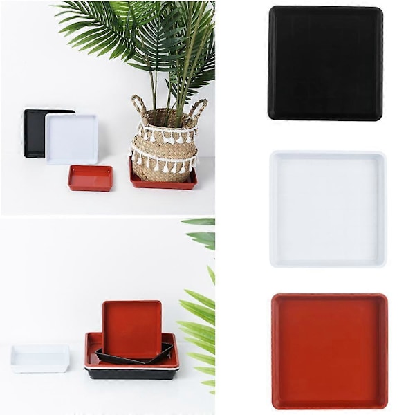 Fyrkantig blomkruka i plast, kraftig växtfat, droppbrickor för inom- och utomhusbruk, plastfat black 18x18cm