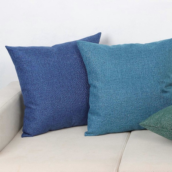 Pellavan näköiset kodin koristetyynynpäälliset sohvalle, makuuhuoneeseen, autoon, vetoketjulla Blue 50*50cm
