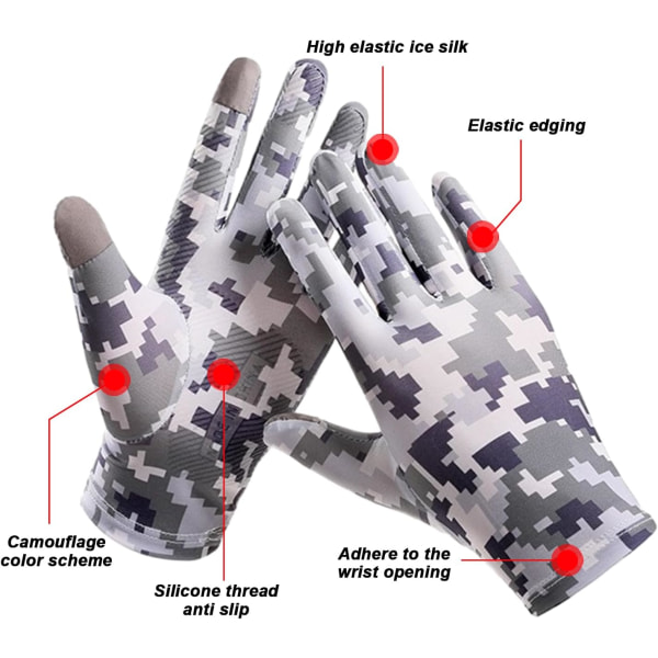 UV-beskyttende handsker til solbeskyttelse, udendørs sport, jagt, fiskeri, cykling, sommerhandsker med fuld finger, touchscreen, skridsikre handsker