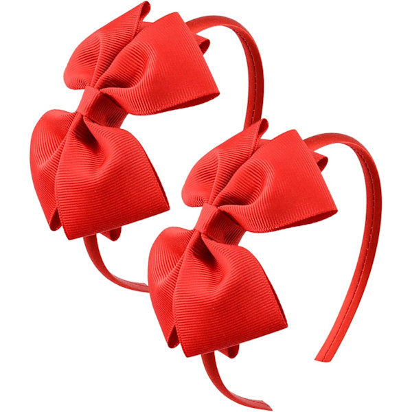 2Pcs Bow Headband for Kids, 4 Inch Ribbon Bow with Bows for Party Headwear, School, Christmas Toddler Hair Accessories