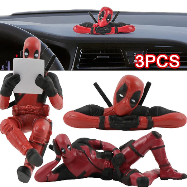 3-pack Deadpool Figuriner, Modelldockor, Borddekoration, Hyllpynt, Presenter