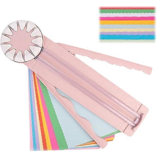 Paper Craft Edge Cutter, 12-in-1 pyörivä paperileikkuri, paperileikkuri askarteluun, monitoiminen leikkauskonepaperi aaltoviivoilla askarteluun pink