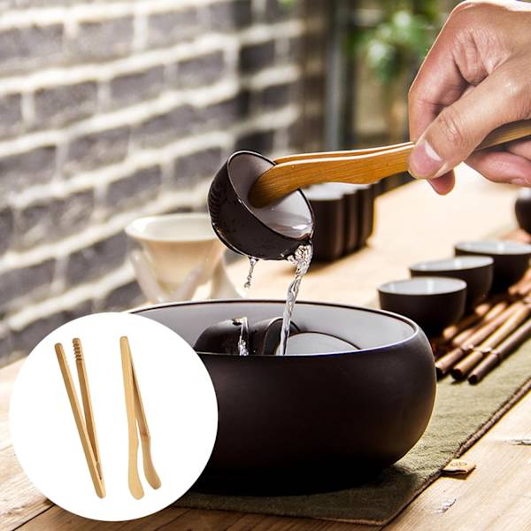Bambu Toasttång, 2 Typer av Trä Tång Toasttång, Bambu Kökstång med Anti-Slip Design