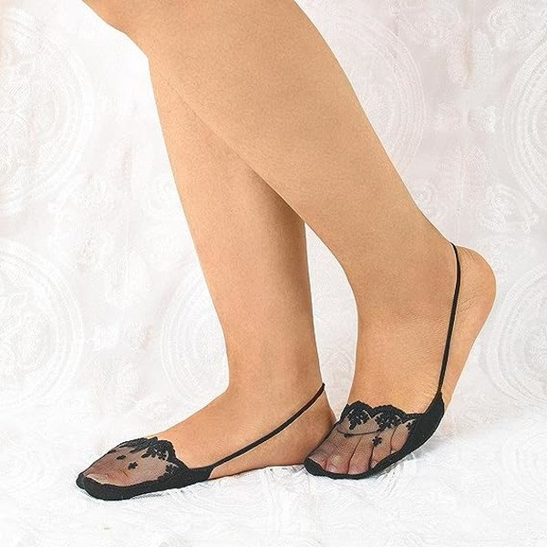 Dam Slingback Liner Strumpor Grå Tå Topper Strumpor Sommar Utomhus