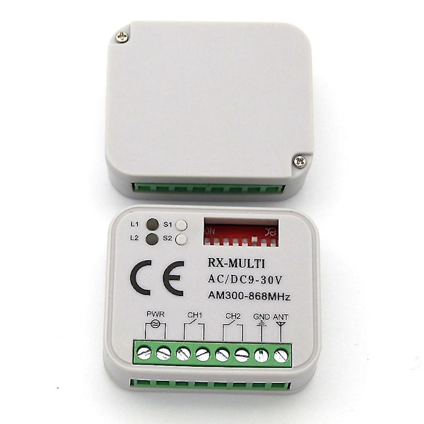Garasjeport Fjernkontrollmottaker 433 868MHz MULTI 300-900MHZ AC/DC 9-30V Mottaker med Fjernkontroll