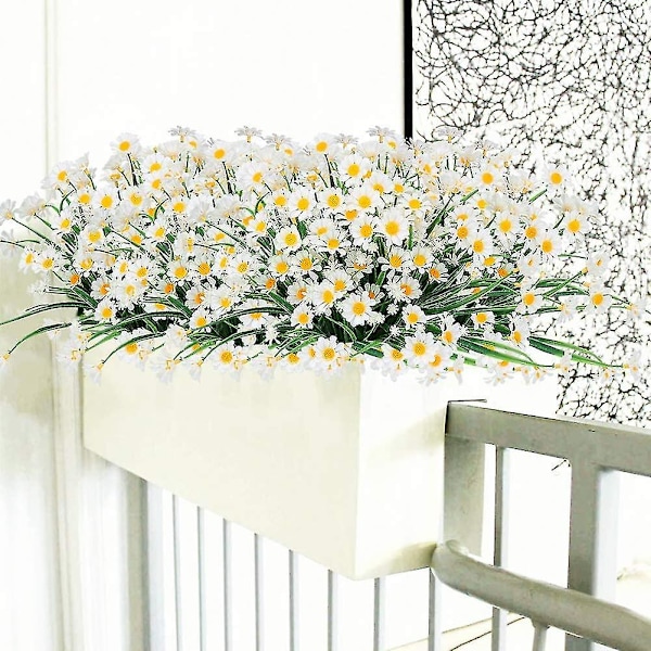 4 st konstgjorda prästkragar Konstgjorda blommor Gröna plastbuskar Falska blommor Inomhus Utomhus (vit)