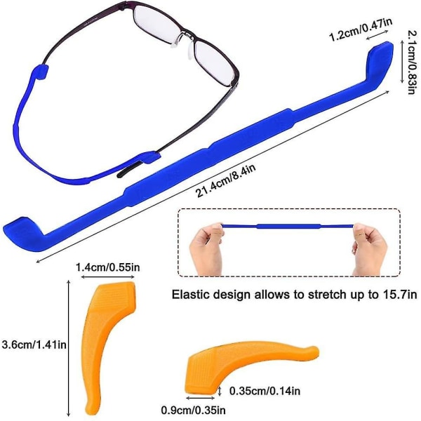 6 Pack Anti-Slip Brillestropper for barn/voksne med 6 par ørekroker, sikkerhetsglassholdere Brilleholder for sport Menn Kvinner Øyebeskyttelse -6