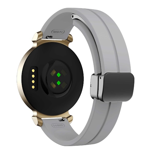 Silikonarmband för Garmin Lily 2 med Magnetisk Vikbar Spänne Light Grey Black Buckle