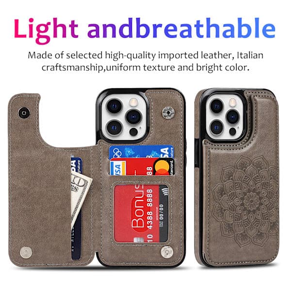 Til iPhone 17 Pro Max etui med kortholder, blomstermagnetknapper beskyttende pung etui til kvinder til iPhone 17 Pro Max brown iPhone 17 Pro Max