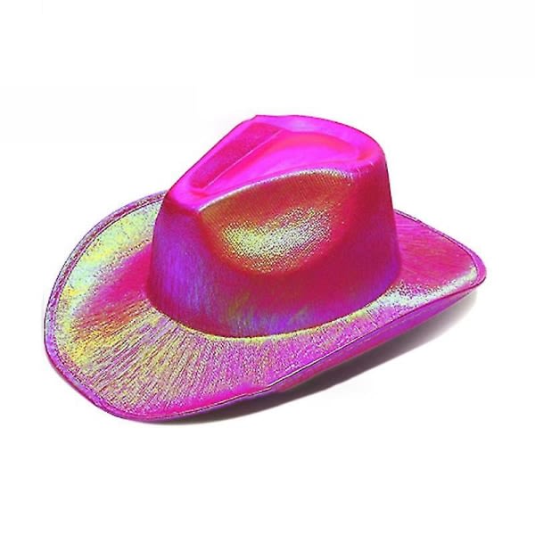 Sparkly Glitter Space Cowboy Hat Rose Red