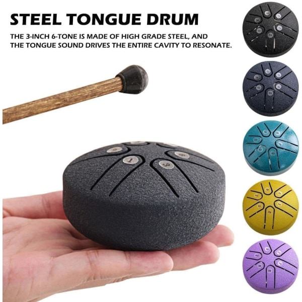 Utomhus regntrumma: Vattentät ståltunngtrumma, 6 toner Mini Handpan-trumma för lugna melodier Blå