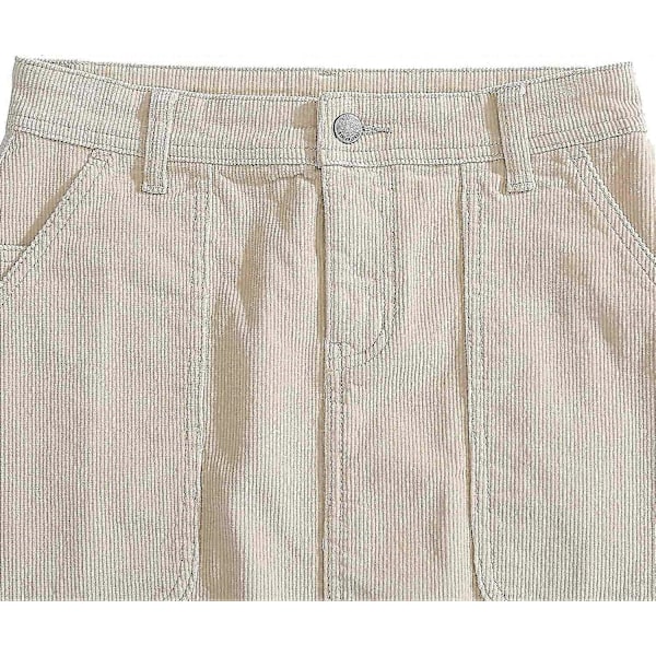 Naisten vähäjousto farkkukangas A-linjainen hame 14 Pit Stretch Corduroy polvipituinen midi-hame mini S-2xl P202 Style1 XL
