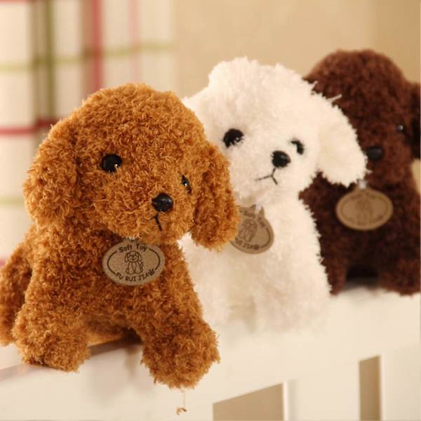 Tegneserie Søt Puddel Hund Valp Plussj Stoppet Dukke Koselig Leke Hjem Ornament Gave White