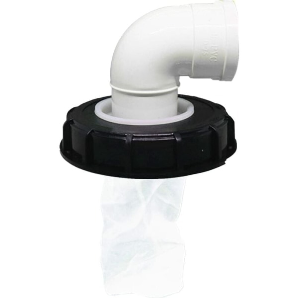 IBC lågfilter, vaskbart IBC tank låg med låg, IBC tankforbindelse med netfilter til 165 mm regnvandsbeholdere (165 mm 90°)