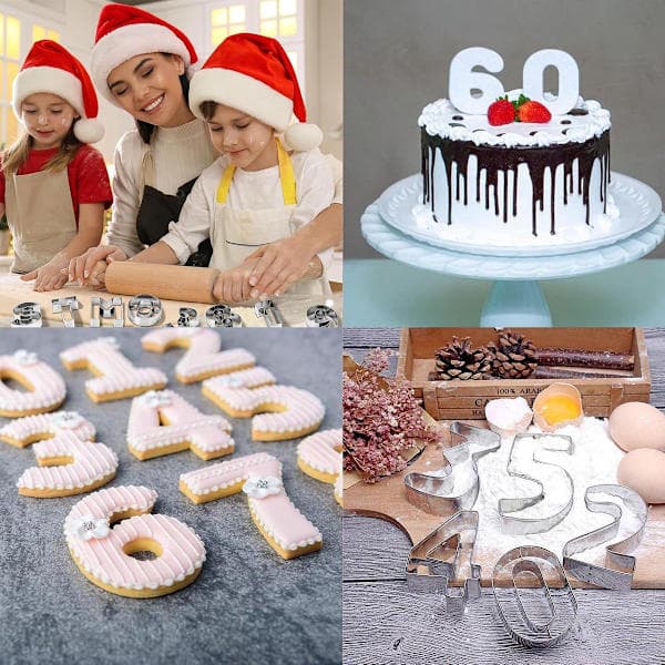 Sæt med 10 kageforme - Kageforme - Tal kageforme - Kageforme i rustfrit stål - Dessertdekoration - til kager - Bagning - Fondant