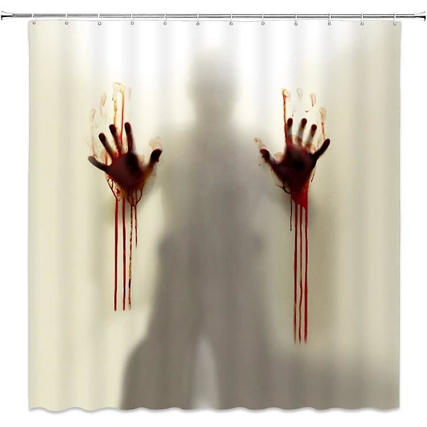 Halloween Bruseforhæng Dekoration Gyser Spøgelse Badeværelse Forhæng Maskinvaskbar Vandafvisende Stof Badeværelse Dekorationssæt Med Krog 70.87x70.87inch