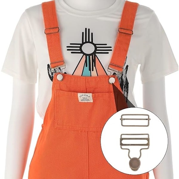 6 Set Metallbygelspännen Dungaree Spännen med Rektangulär Slider för Byxor, Bälten, Handväskor, Jackor, Arbetskläder