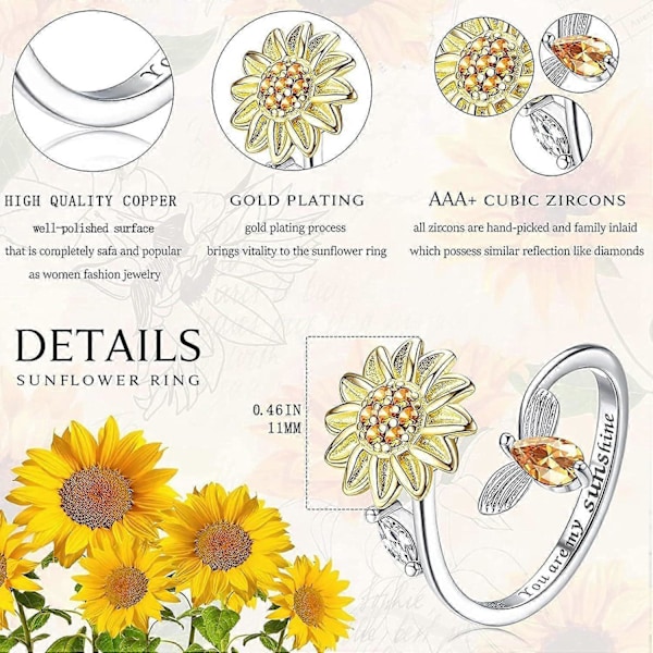 925 Sterling Silver Ångestringar Set - Stjärna Måne Fjäril Blomma Justerbar