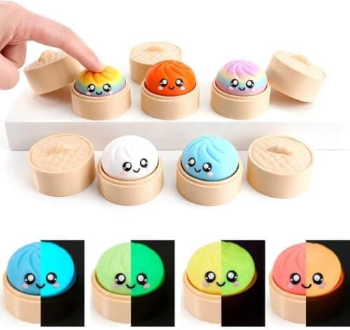 4-pak Dumpling Keyboard Fidget Legetøj Dumpling Fidget Clicker 3D-printede Legetøj Fidget Legetøj Voksne Dekompression Skrivebordslegetøj til at Lette Angst Night Glow