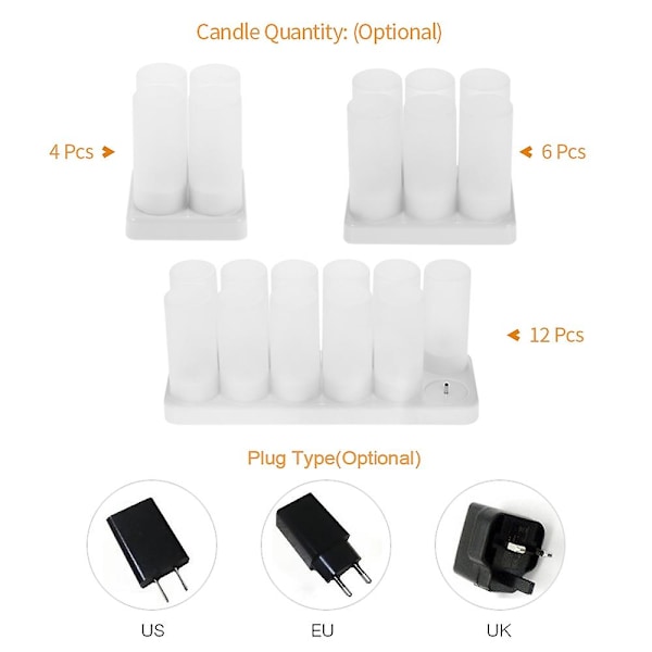 4-pack Laddningsbara LED-Ljus med Flimmerande Låga, Teeljus, Ljus med Frostade Koppar
