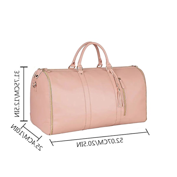 2-in-1 Taitettava PU-nahkainen Matkalaukku Muuntautuva Puku- ja Matkatavaralaukku Naisille Pink