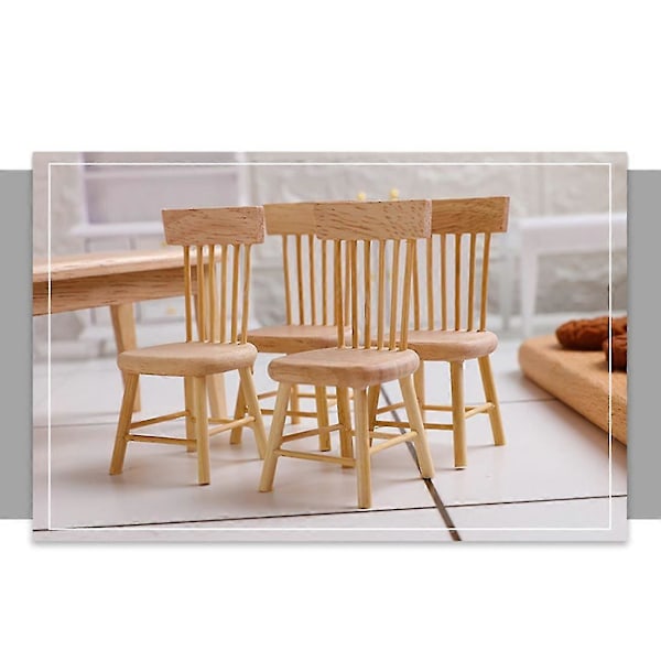 1/12 Trädockhusmöbler - Bord & Stolsset, Miniatyrdockhustillbehör för Matrum