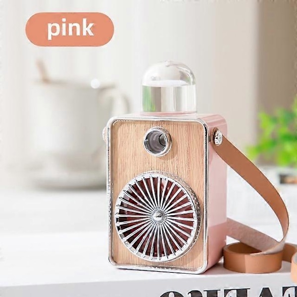Ladattava kannettava tuuletin Vintage-suihkutuletin Sähköinen USB Langaton jäähdytin Mini-retkeily Lataava ilmakostutin Käsituuletin Pink fan
