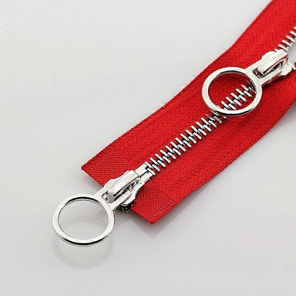 5# 70/90cm Metall Dragkedja Dubbel Slider Rund Ring Dragkedja För DIY Sömnad Kläder red 70cm