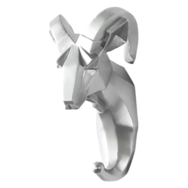 Harpiks Dyrehoved Krog Hængende Stativ Holder Væghængt Hjem Værelse Dekoration Frakke Hat Nøgle Krog Silver Goat