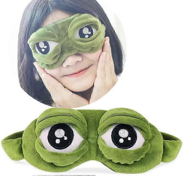Ledsen Groda 3D Sovmask Vadderad Skugga Överdrag Sovande Vila Rolig Ögonbindel