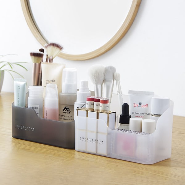 Desktop Make-up opbevaringsboks Forskellige beholdere sort med gitter