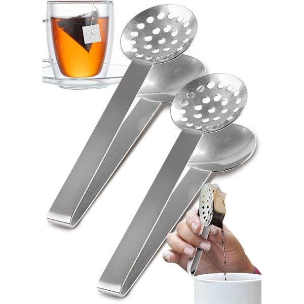 Tea Bag Squeezer Tongs | Stainless Steel Solid and Strainer Parts | Easy & Effective Tea Tool Extraction + No More Burned Fingers on Hot Tea Bag