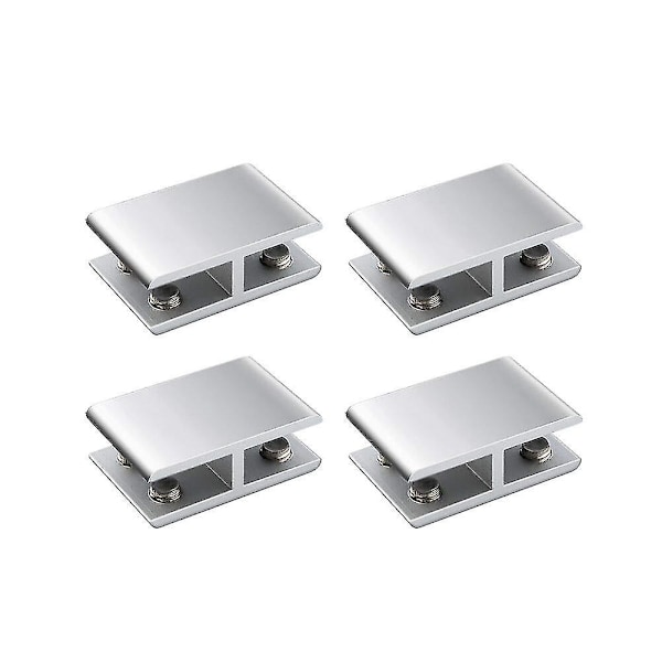 2 stk. glasklemmer dobbeltsidet aluminiumslegering glashylde støttebeslag glasklips