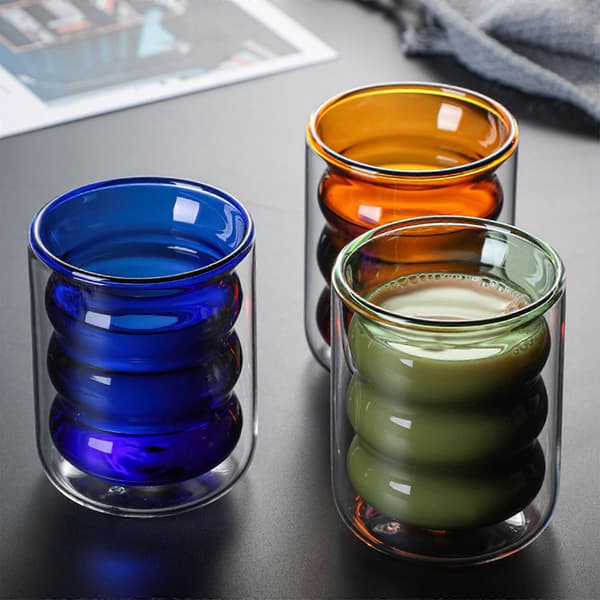Dobbeltvægget Spiral Glas Kopper - 200ml, Sæt med 4