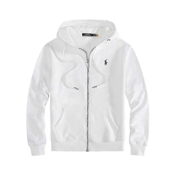 Pikétröja med broderi för män med fleecejacka och kofta White Sweatpants S