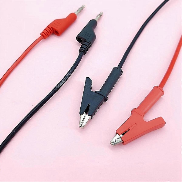 Multimeter Bananstik til Alligator Klemme Testprobe, Bananstik til Bananstik Kabel 4 stk Testprobe Pins
