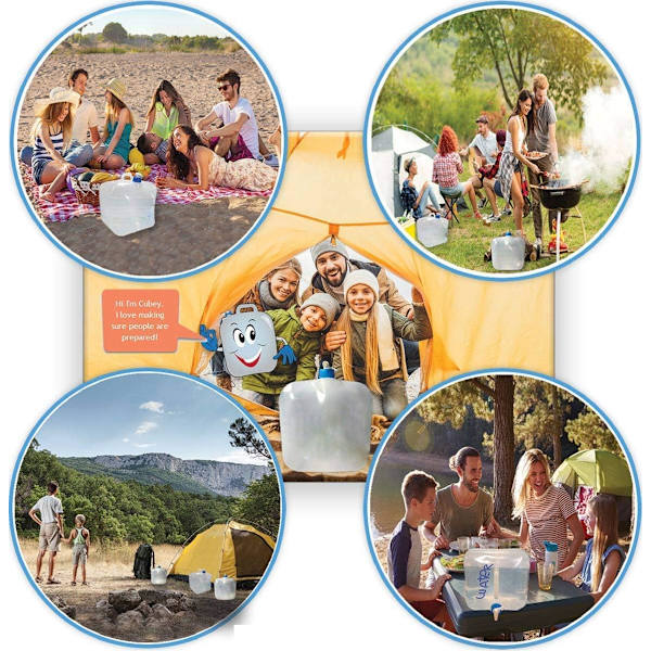 Hopfällbar vattenbehållare med tappkran (BPA-fri) - Bärbar vattenbehållare för camping, friluftsliv och nödsituationer