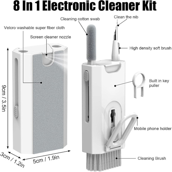 8 i 1 Tastaturrengøringskit, Bærbar Tastaturrenser Med Børster, Multifunktionelt Elektronisk Rengøringskit