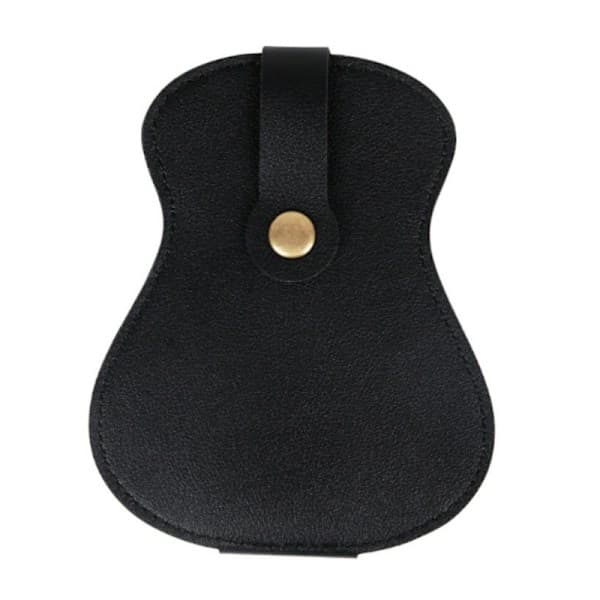 Guitar Pick Holder - Stor kapacitet PU læder pick etui sort sort Black
