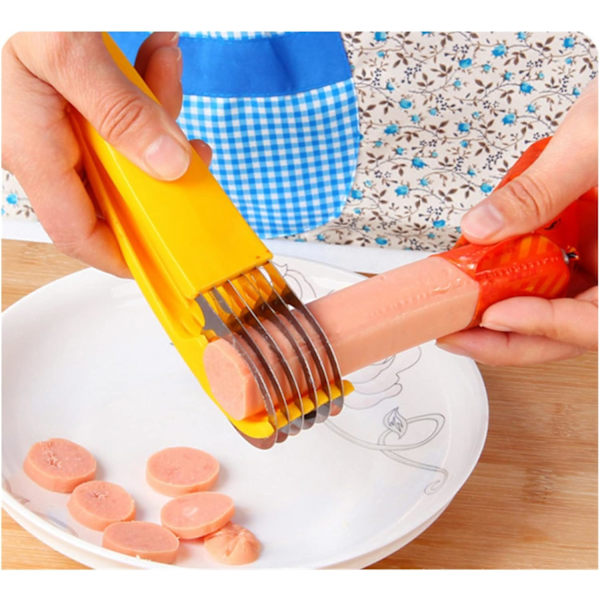 Bananskärare, ABS + Rostfritt Stål Frukt och Grönsakssalladskalare Skärare Köksredskap för banan, Korv, Jordgubbe, Druva