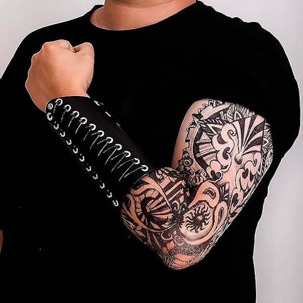 2 st Arm Gauntlets för män Steampunk rustning handledsskydd PU läder manschetter för kostym Black  Brown