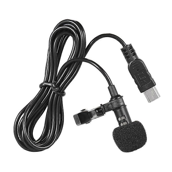 150cm Professionell Mini USB Allriktnings Stereo Mikrofon med Krageklämma för Gopro Hero 3 3+ 4