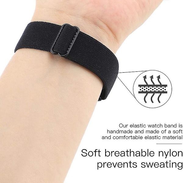 Huawei Band 8:lle sopiva boheemi tyyliin valmistettu joustava nylon-älykellohihna, rannekkeen vaihto Black, Black Huawei Band 8