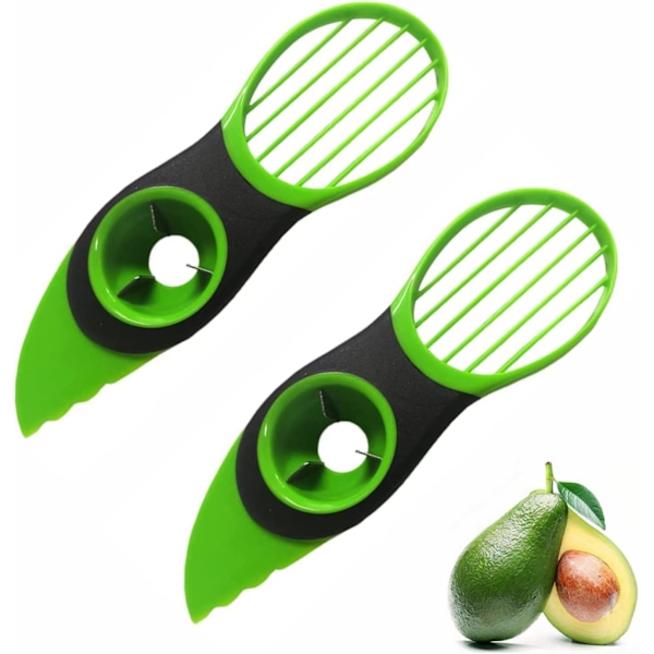 2 Pcs Avocado Chopper Multifunctional Fruit Cutter Peeler Core Remover 3-in-1 Avocado Slicer Tool for Fruit Kiwi Mango