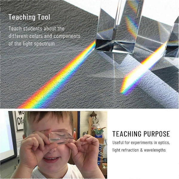 4 st Klar Triangulär Prisma för Regnbågsljus Kristall Optiska Prismor Glas Fysik Undervisning Refraktion
