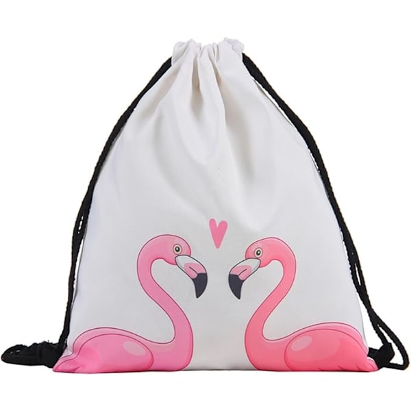 Snøresekk Ryggsekk Gym String Bag Sackpack Sport for Kvinner Menn (Flamingo)