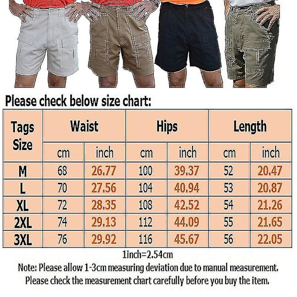 Men Fit -lommer Shorts Herre Ferie Afslapning Khaki M