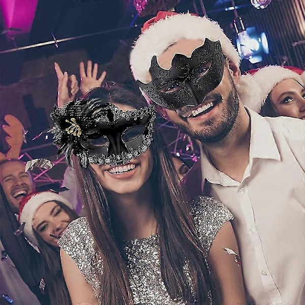 Maskeradmasker för par, set med venetianska festmasker och kostymmasker style 2